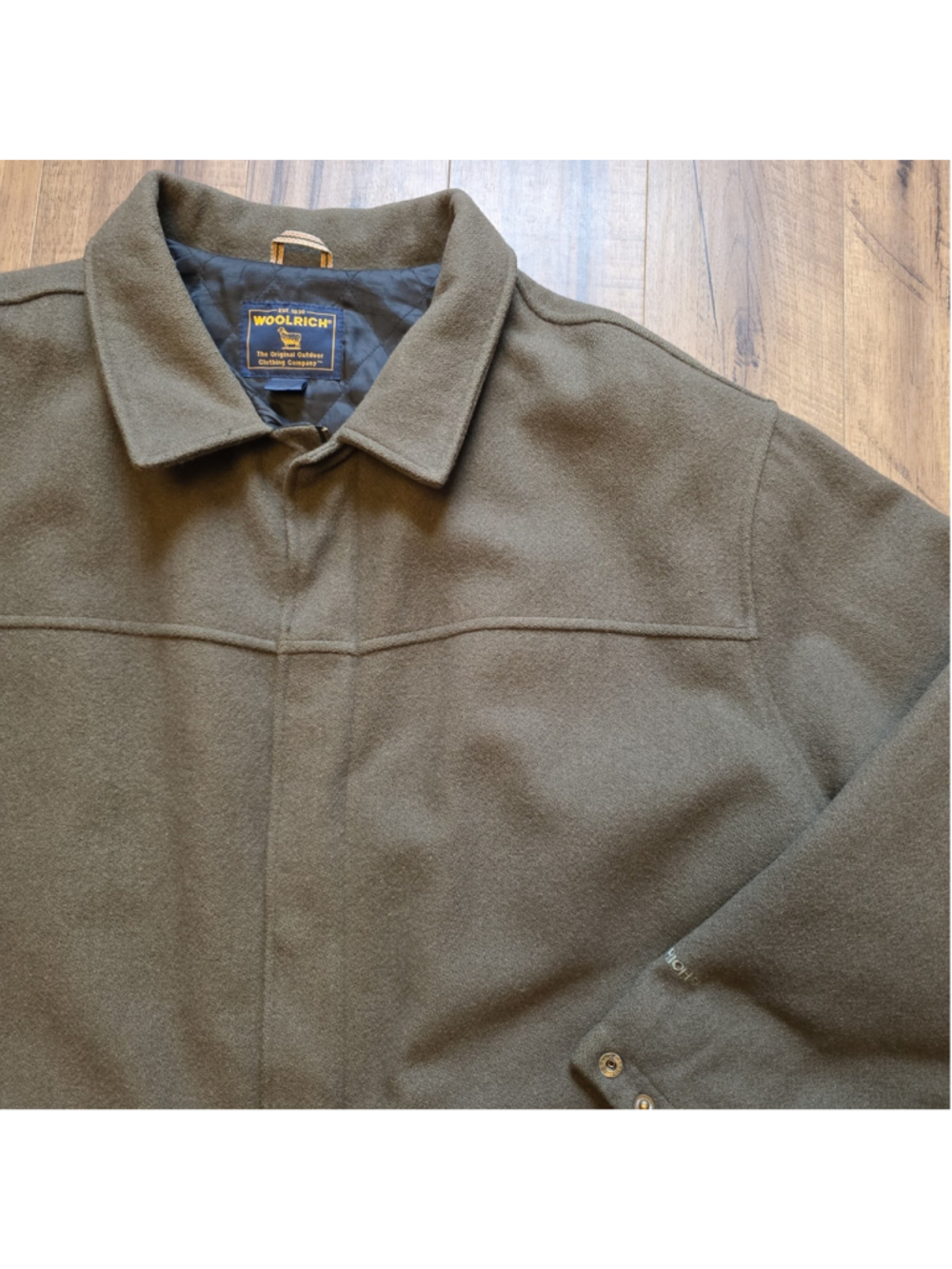 Woolrich Coat Mens Green Oli Wool Overcoat Quilted Lined Insulated Winter Sz 2XL